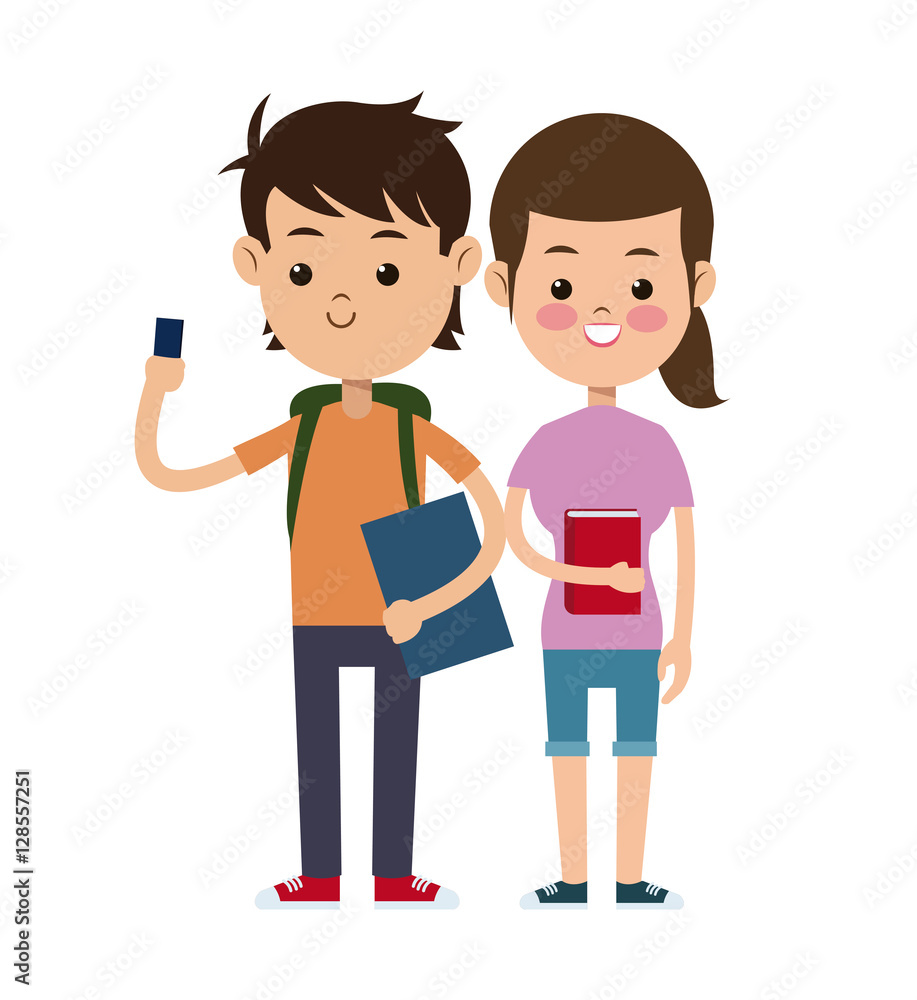 back to school couple students design vector illustration eps 10