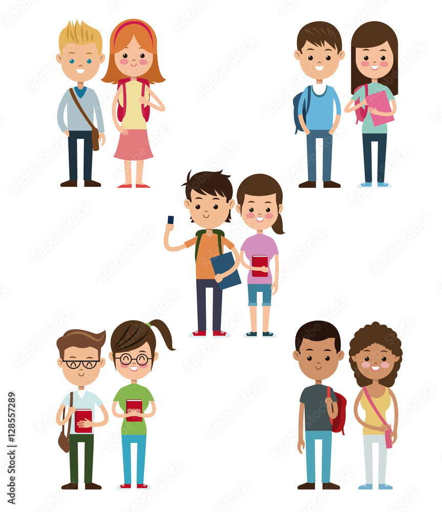 back to school collection couples students design vector illustration eps 10 back to school collection couples students design vector illustration eps 10