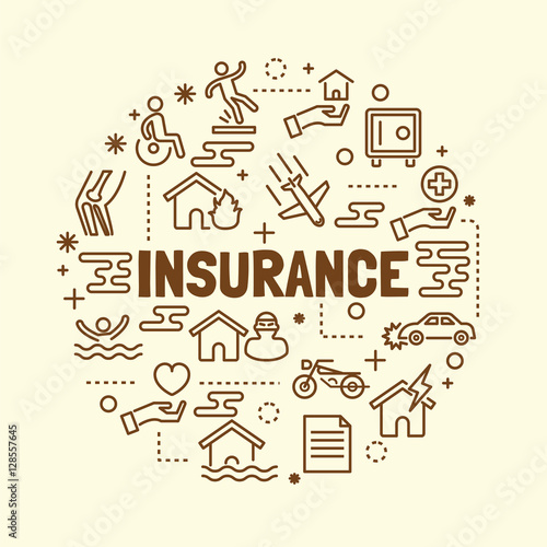 insurance minimal thin line icons set