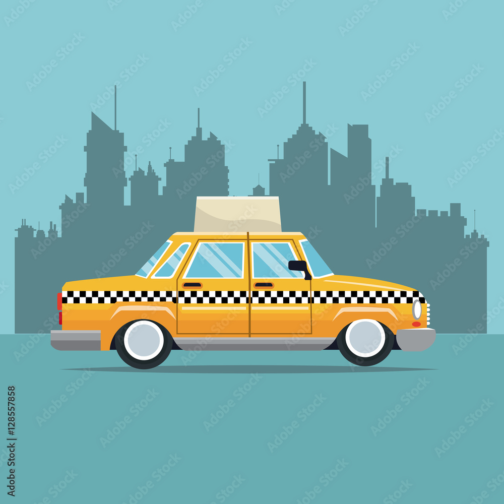 taxi car new york side view town background vector illustration eps 10