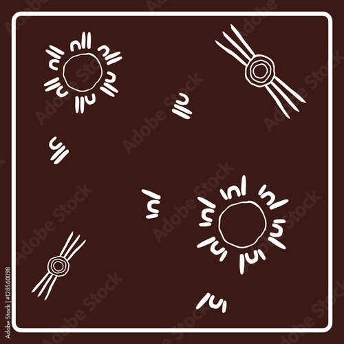 Aboriginal men and women meeting place. Aboriginal art vector painting.