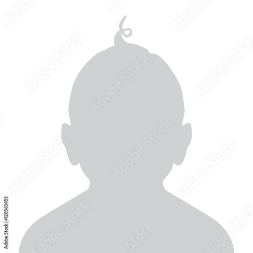 Baby Default Placeholder Children Avatar Profile Gray Picture Isolated on White Background For Your Design. Vector illustration