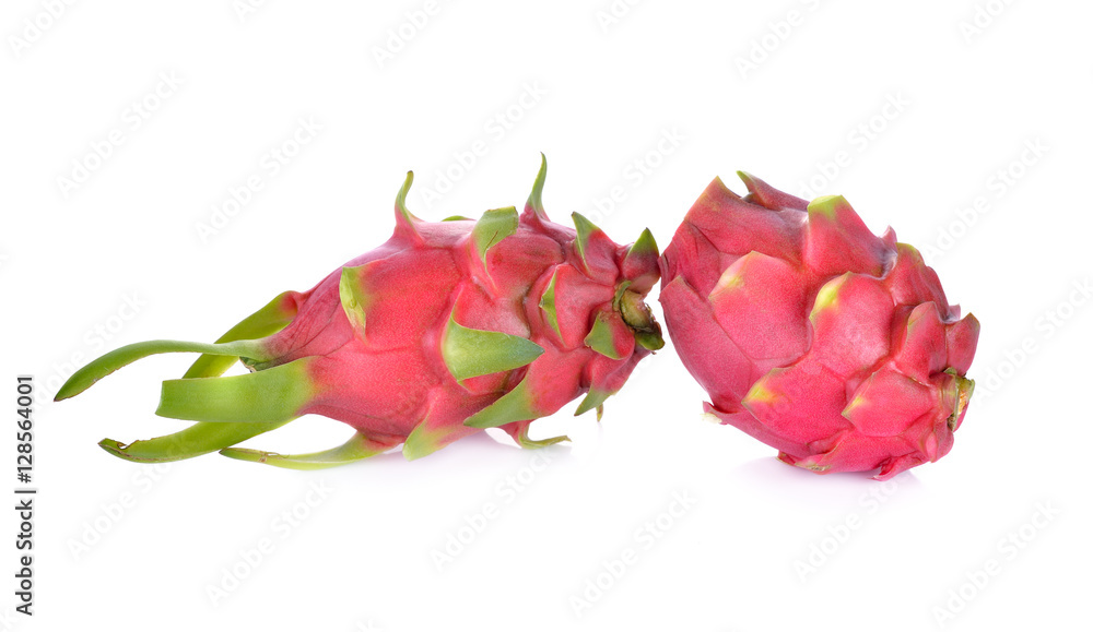whole fresh dragon fruit on white background whole fresh dragon fruit on white background