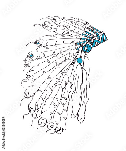 Indian headdress with feathers