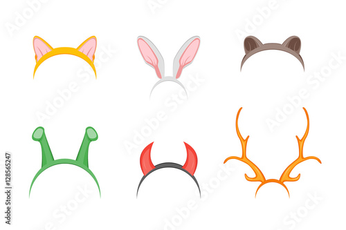 Headband with Ears Holiday Set. Vector