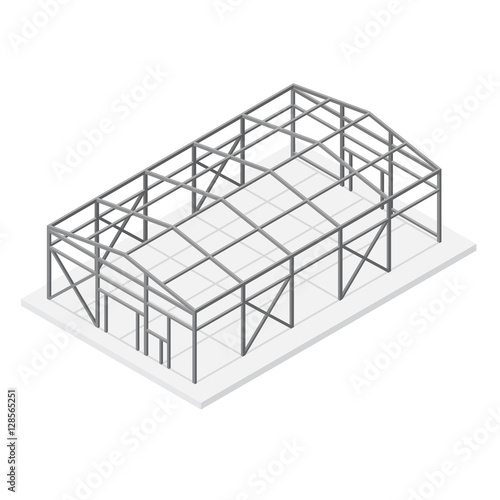 Hangar Metal Frame Isometric View. Vector
