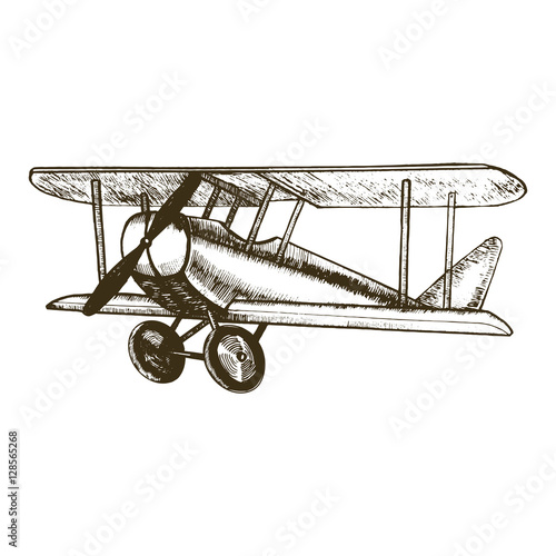 Plane Hand Draw Sketch. Vector