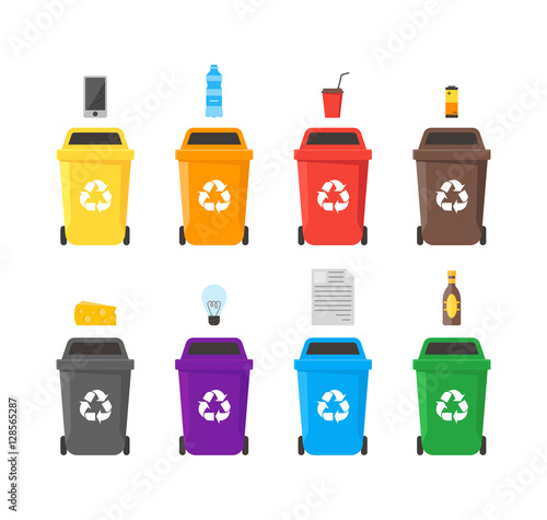 Recycle Bins Set. Vector