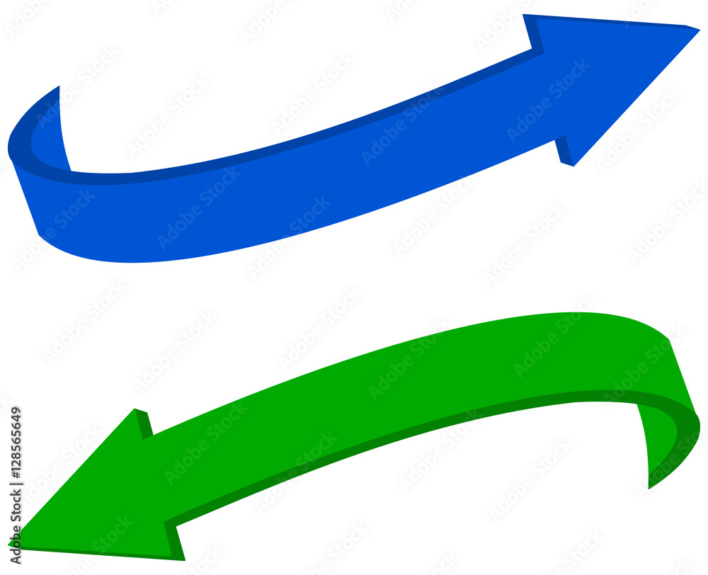 curved blue and green arrows curved blue and green arrows