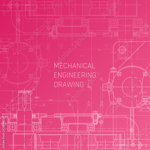 Wallpaper Mural Mechanical Engineering drawing. Engineering Drawing Background. Blueprint vector. Torontodigital.ca