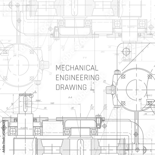 Mechanical Engineering drawing. Engineering Drawing Background. Blueprint vector.