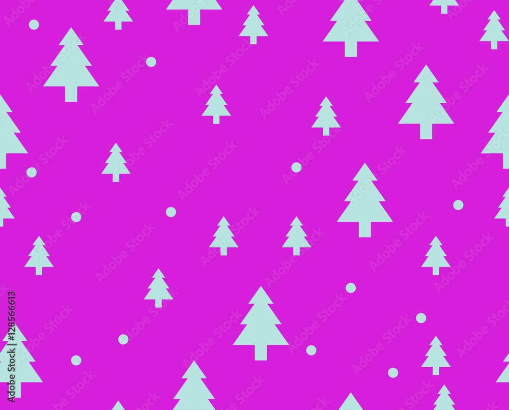 Obraz premium Christmas tree Seamless pattern for new year greeting card/wallpaper background. Vector Illustration. fir tree symbol.
