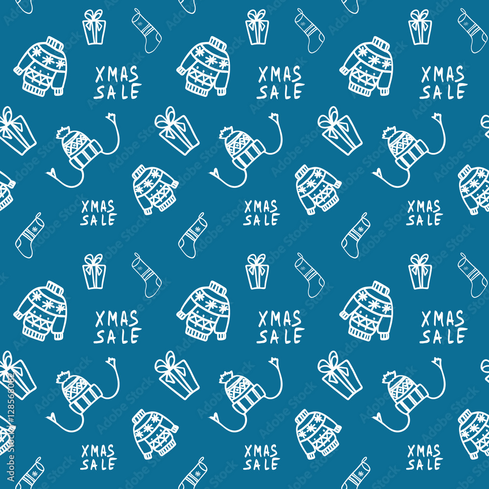 Christmas background. Christmas ugly sweater, boxes and boot. Illustration for a wrapping paper, wallpaper. Season`s greeting handwritten calligraphy. Seamless vector pattern. Stock Vector | Adobe Stock Christmas background. Christmas ugly sweater, boxes and boot. Illustration for a wrapping paper, wallpaper. Season`s greeting handwritten calligraphy. Seamless vector pattern. Stock Vector | Adobe Stock