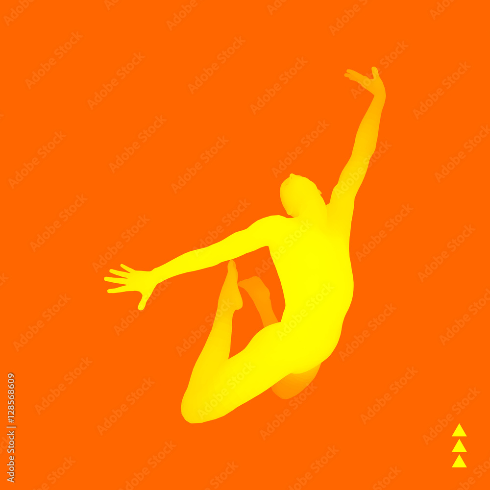 Jumping Man. 3D Model of Man. Sport Symbol. Jumping Man. 3D Model of Man. Sport Symbol.