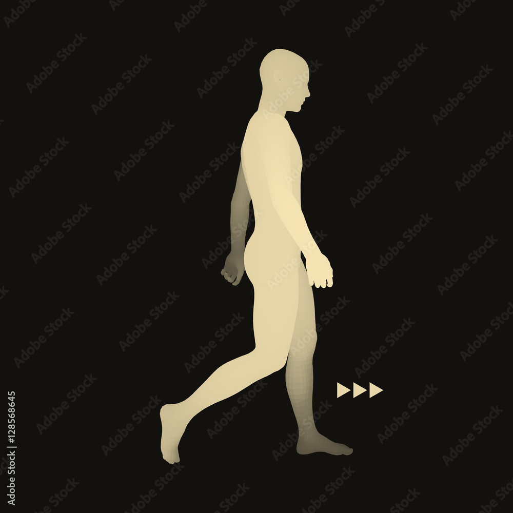 Walking Man. 3D Human Body Model. Design Element. Walking Man. 3D Human Body Model. Design Element.