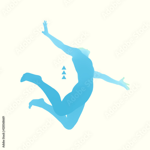 Jumping Man. 3D Model of Man. Sport Symbol.