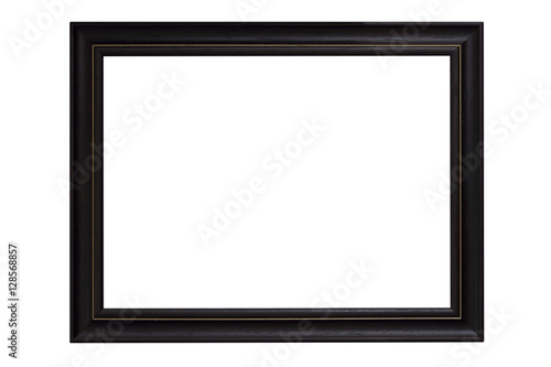 Black picture frame isolated on white background.