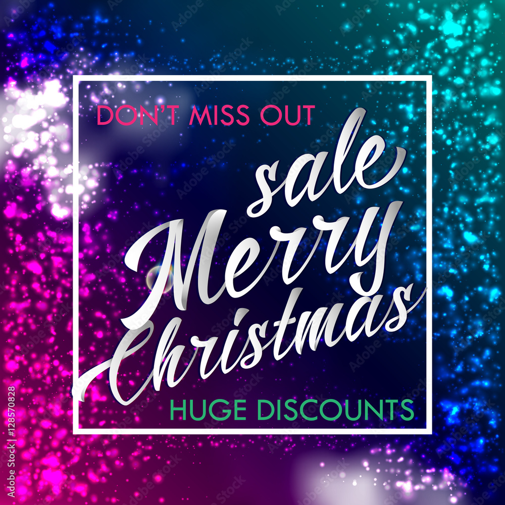 Merry Chrismas Sale Lettering Bright Banner Merry Chrismas Sale Lettering Bright Banner