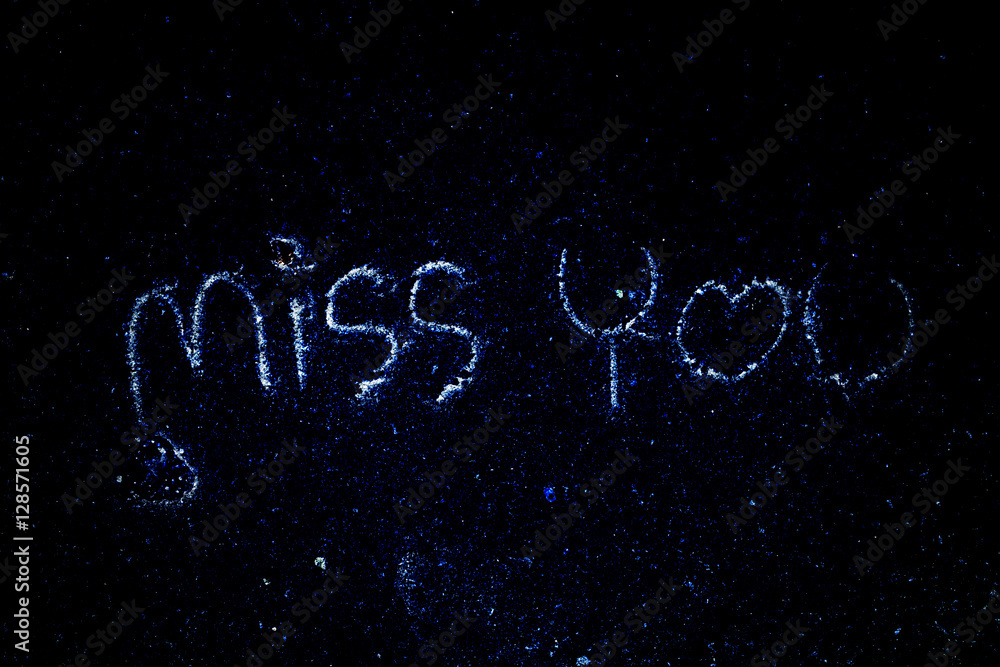 The word miss you art blue background. The word miss you art blue background.