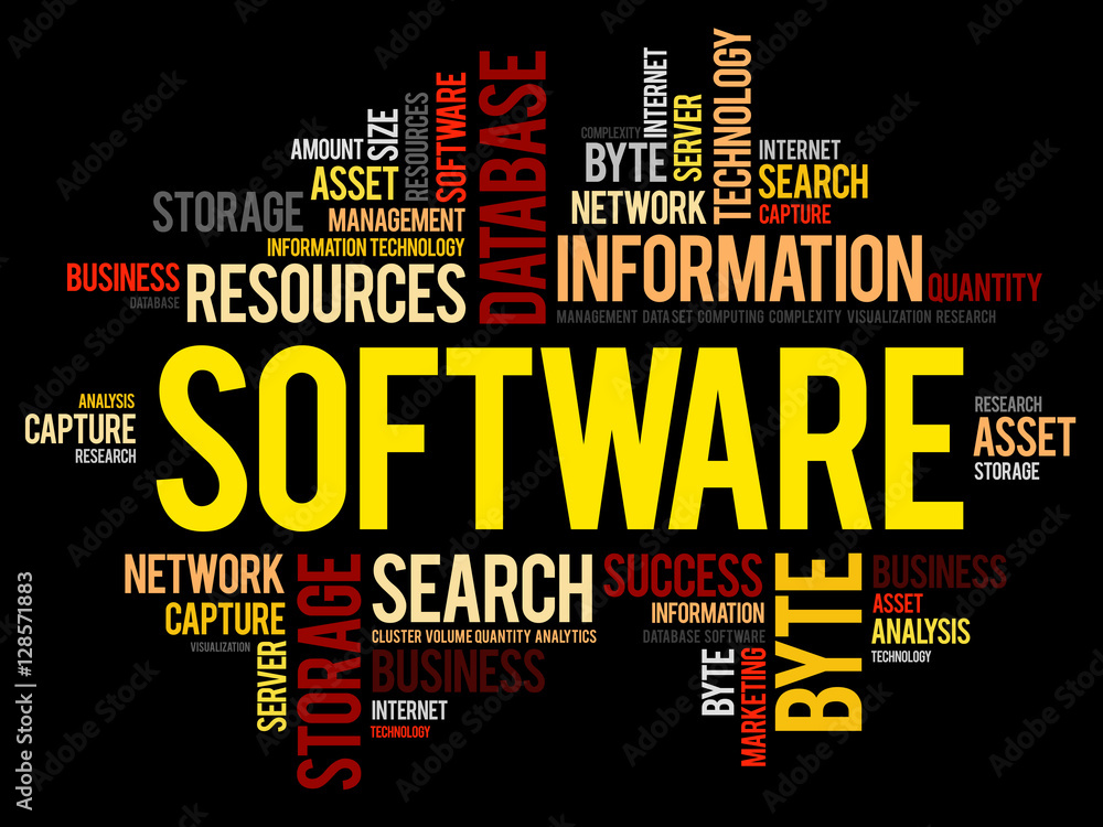 Software word cloud collage, business concept background