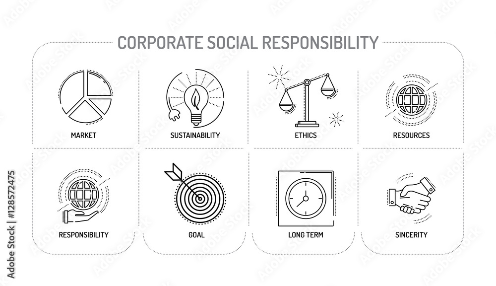 CORPORATE SOCIAL RESPONSIBILITY - Line icons Concept