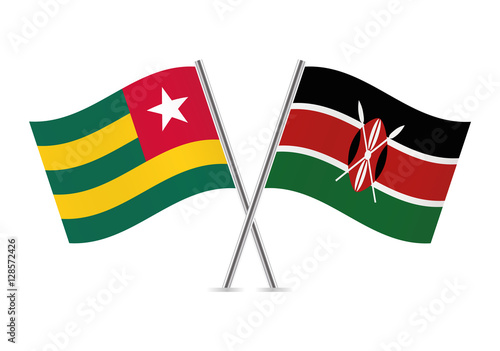 Togo and Kenya flags. Vector illustration.
