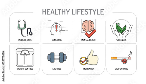 HEALTHY LIFESTYLE - Line icons Concept