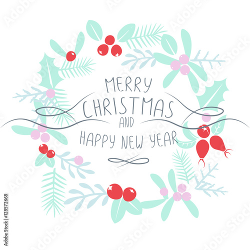 Vintage Merry Christmas And Happy New Year background.