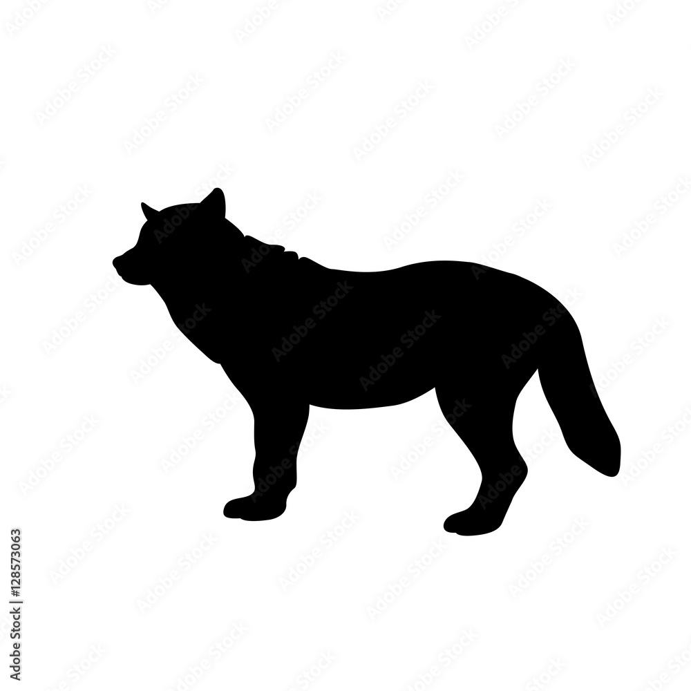 wolf vector illustration  black silhouette side profile