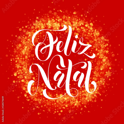 Portuguese Merry Christmas Feliz Natal glitter snowflake wreath ornament decoration