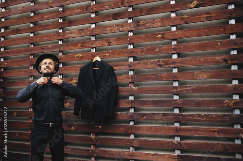 Groom preparing for the wedding
