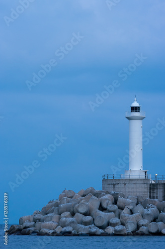 White lighthouse in Ulleungdo Island, South Korea.