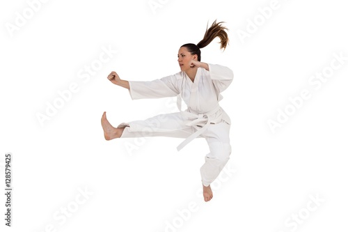 Fighter performing karate stance