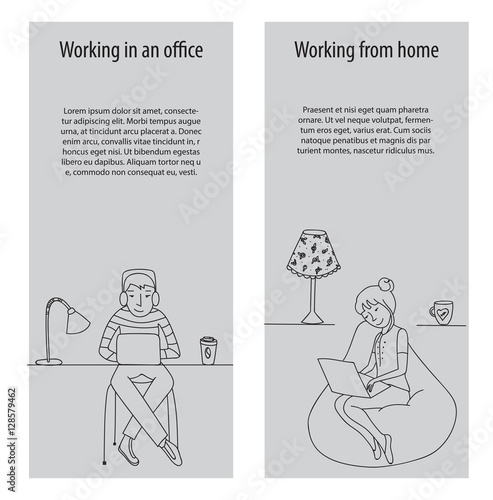 Working in office and from home vector