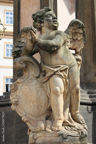Sculpture of cherub in Prague  Czech Republic