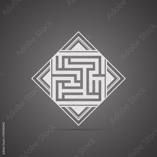 Maze emblem. Abstract maze element.
