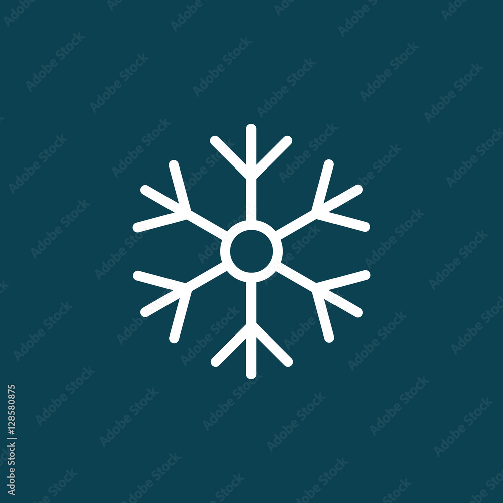 thin line snowflake icon on blue background thin line snowflake icon on blue background