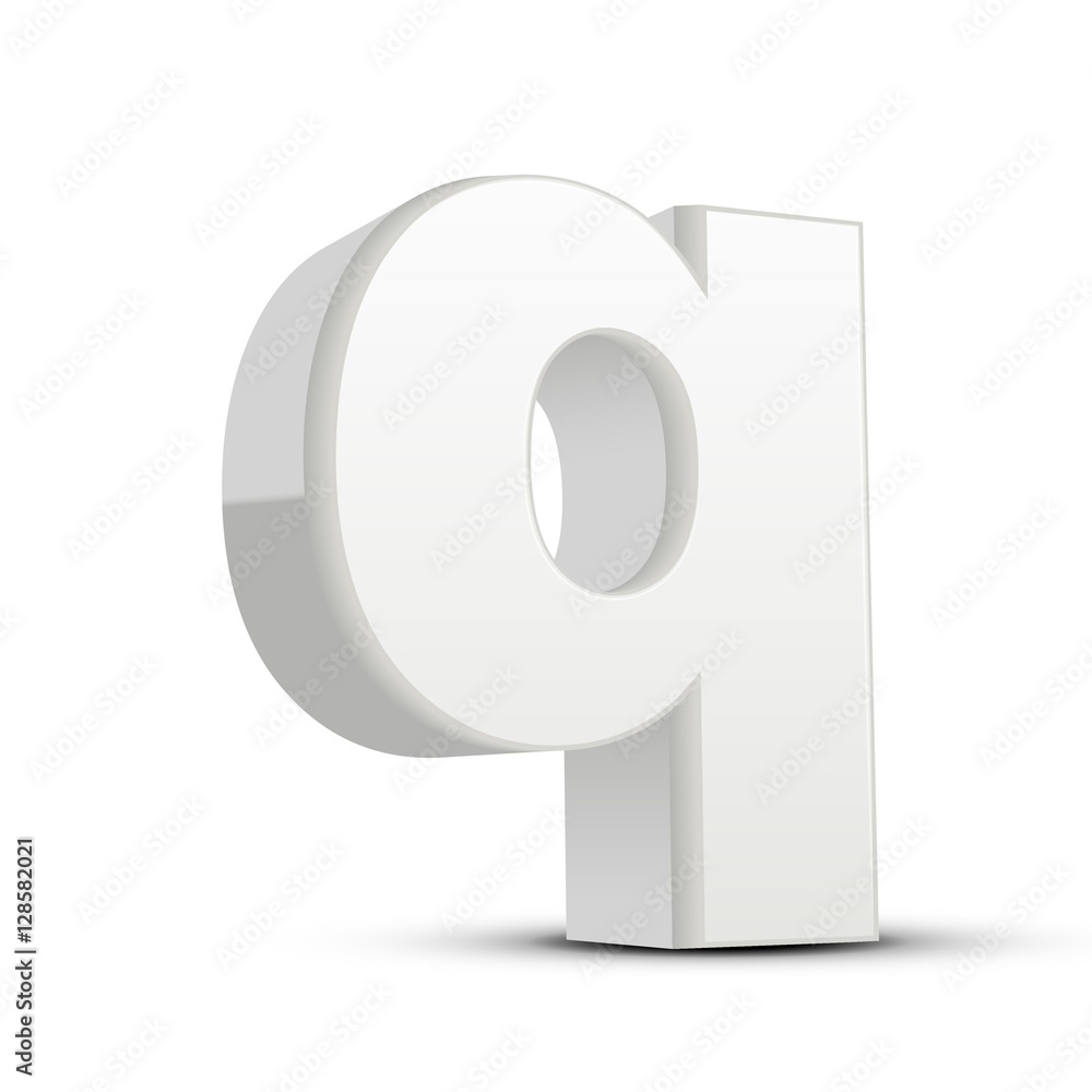 lowercase plaster white letter Q lowercase plaster white letter Q
