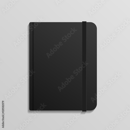 Realistic Black Diary Notebook with Elastic Band mockup eps 10 v