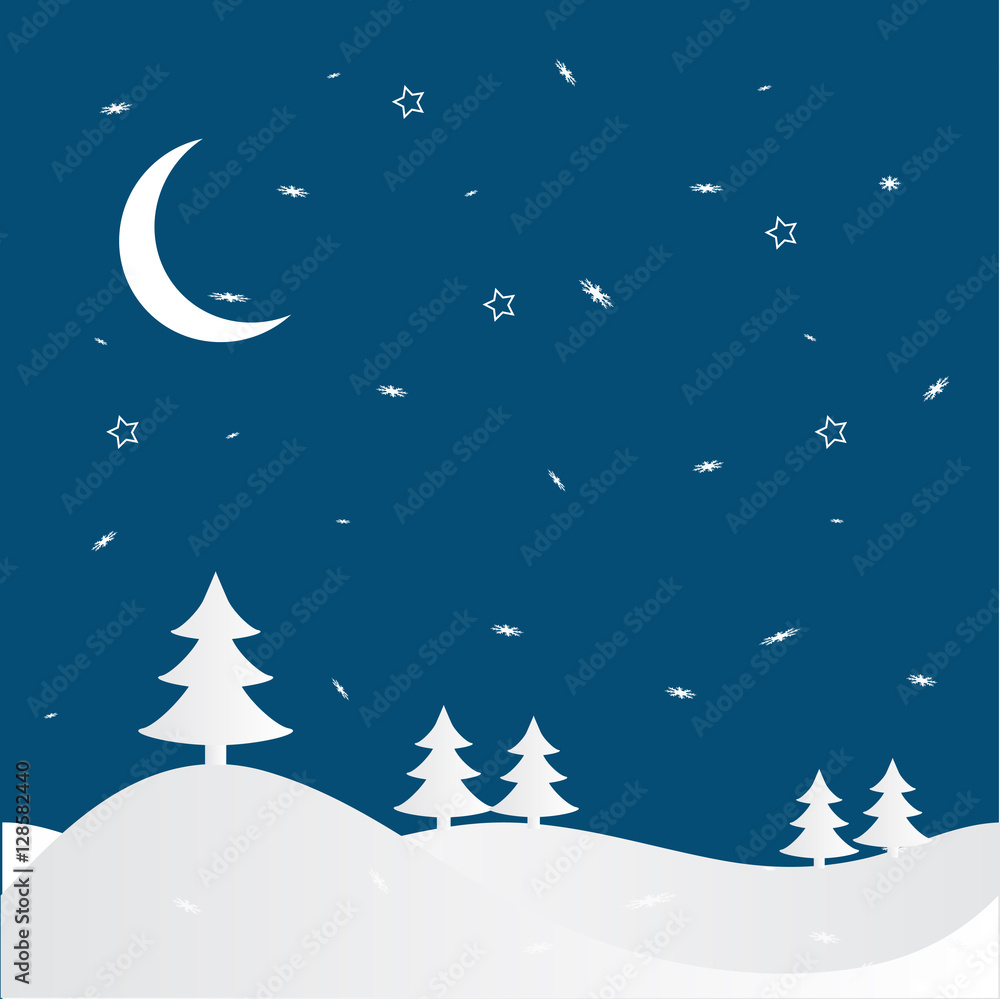 Fototapeta premium Merry Christmas Landscape. Vector