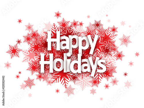 "HAPPY HOLIDAYS!" Overlapping Letters Vector Icon on Snowflake Background