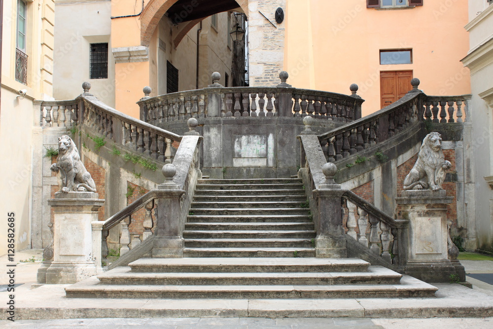 Staircase of Pianciani Square in Spoleto, Italy