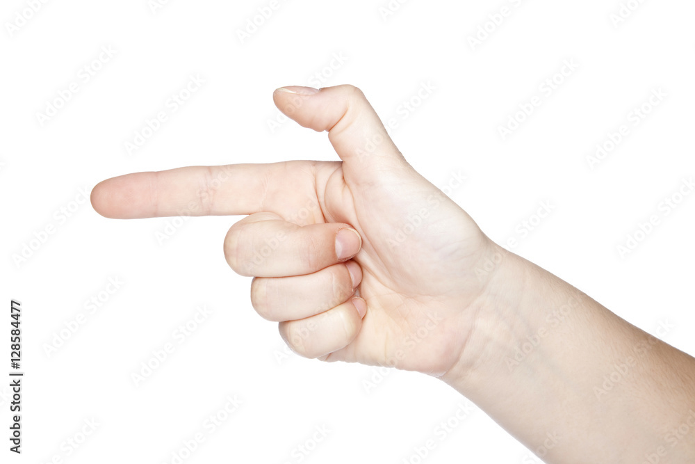 gesture gun hand made, isolated on white background gesture gun hand made, isolated on white background