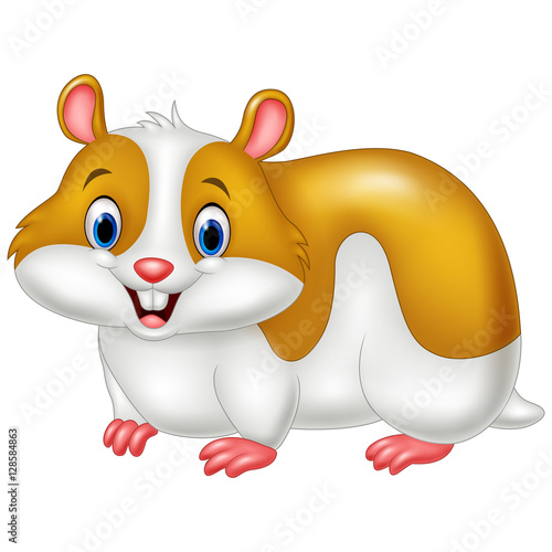 Cartoon funny hamster isolated on white background