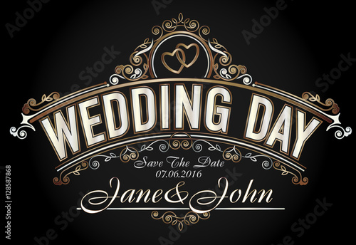 Vintage style wedding invitation template