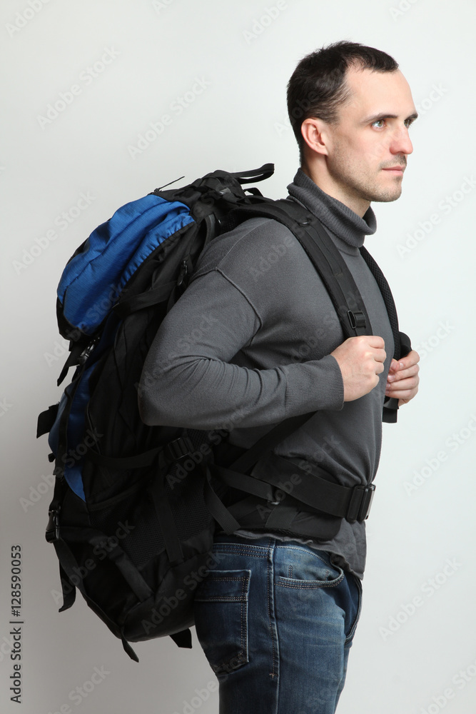 Hiker man tourist. Hiking. Hiker man tourist. Hiking.