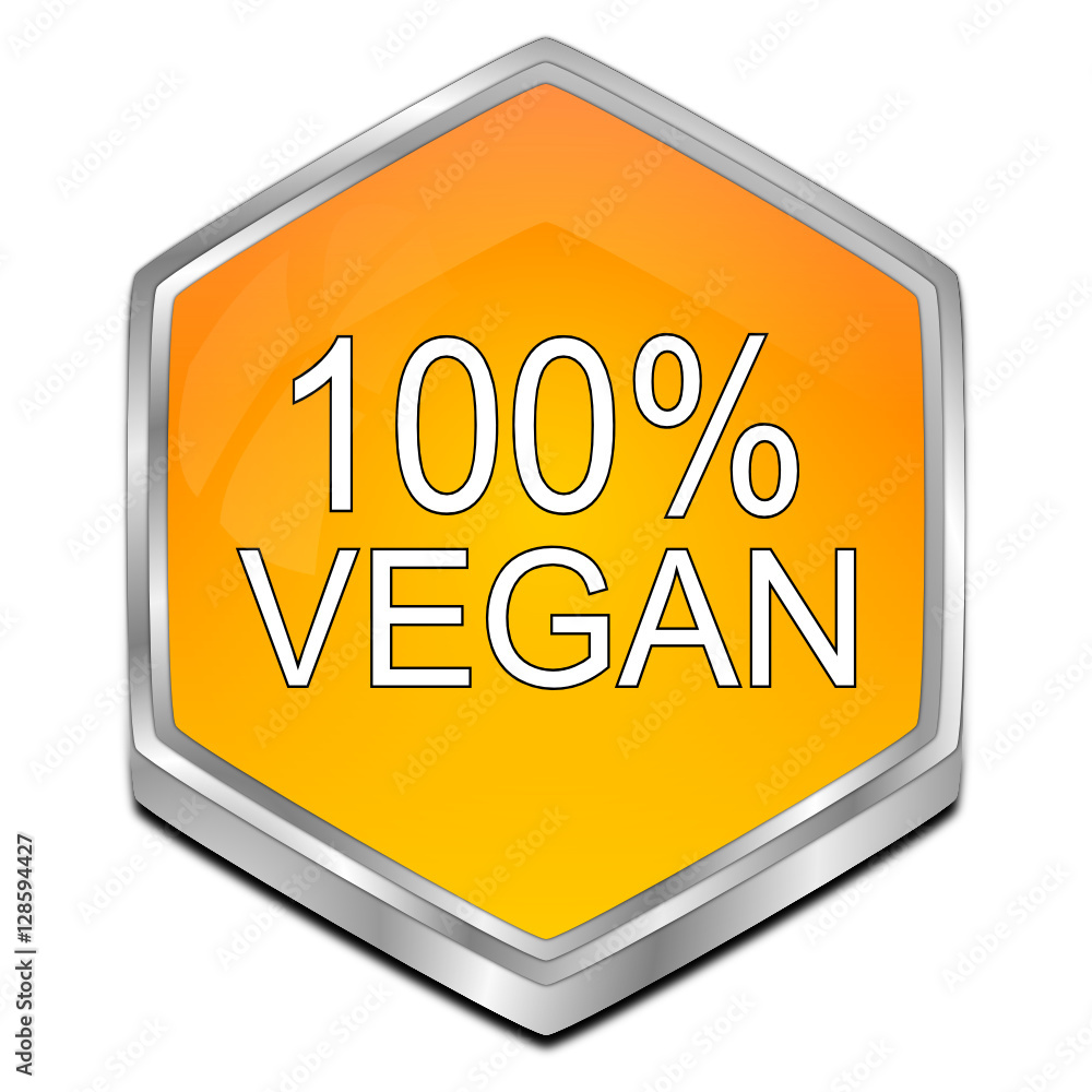 100% Vegan Button - 3D illustration 100% Vegan Button - 3D illustration