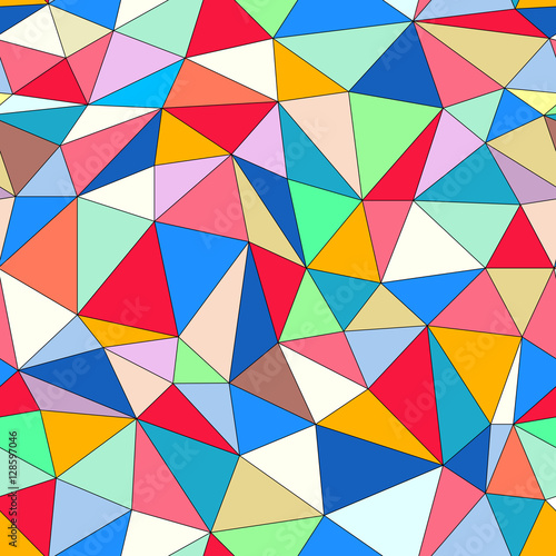 Seamless pattern with colorful triangles, geometric vector background