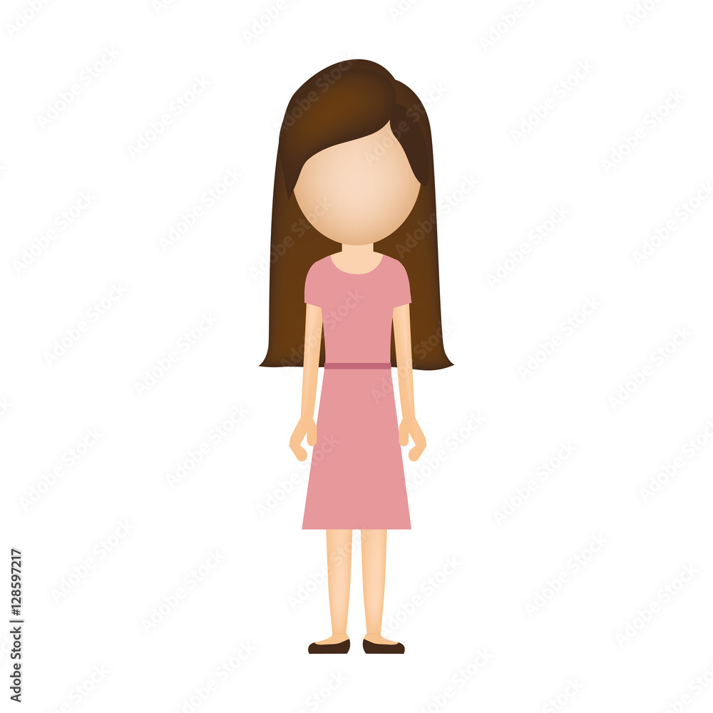 woman with dress and brown long hair without face vector illustration woman with dress and brown long hair without face vector illustration