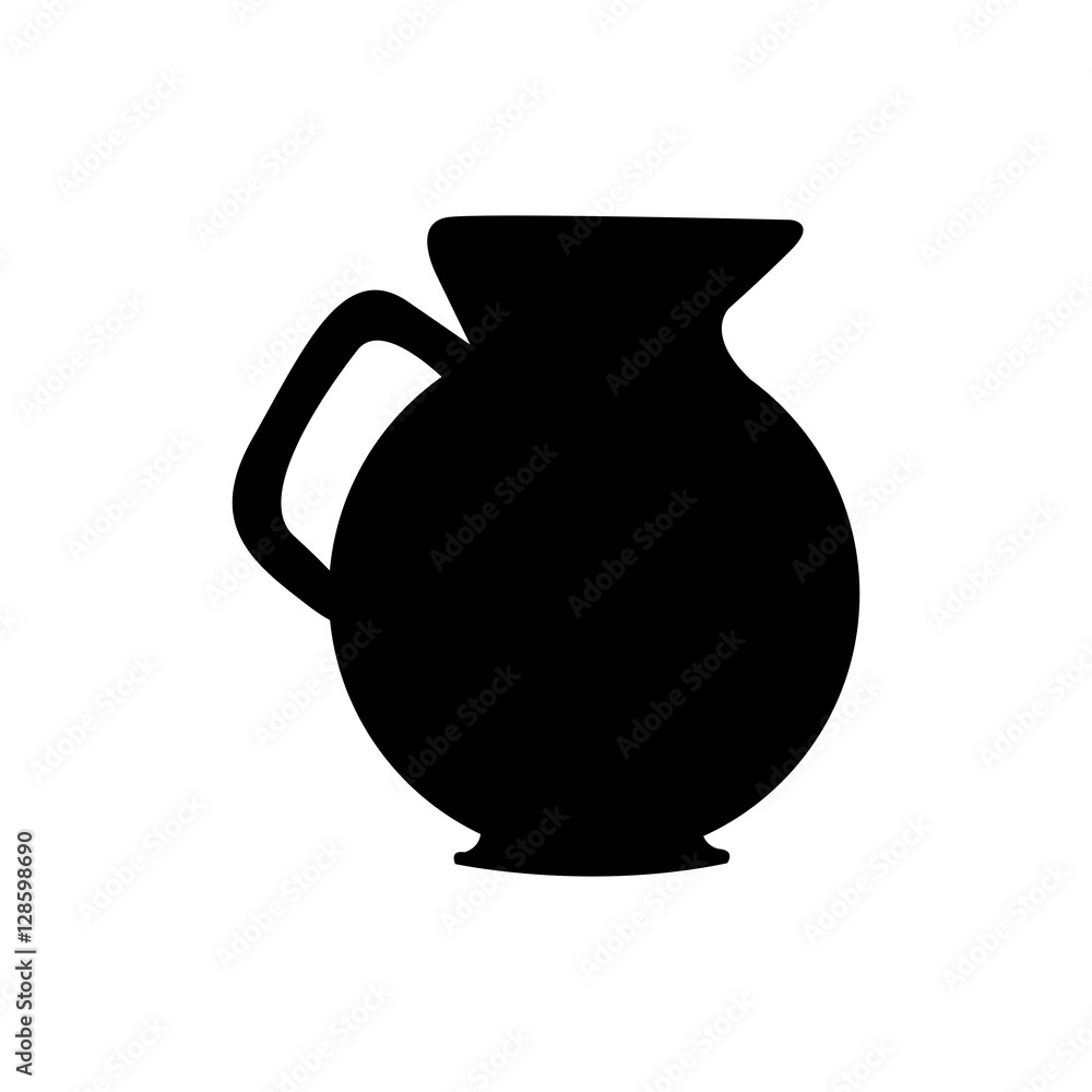 monochrome silhouette of jug with handle vector illustration